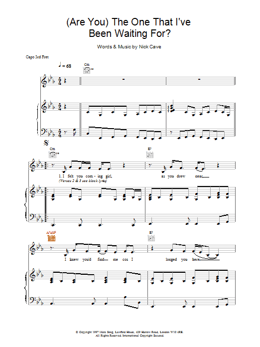 Download Nick Cave (Are You) The One That I've Been Waitin Sheet Music