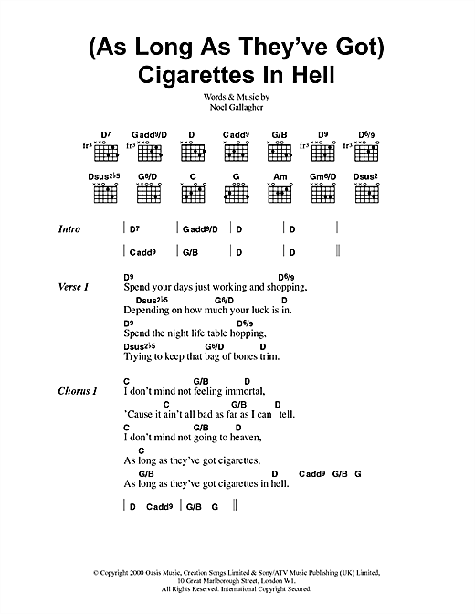 Download Oasis (As Long As They've Got) Cigarettes In Sheet Music