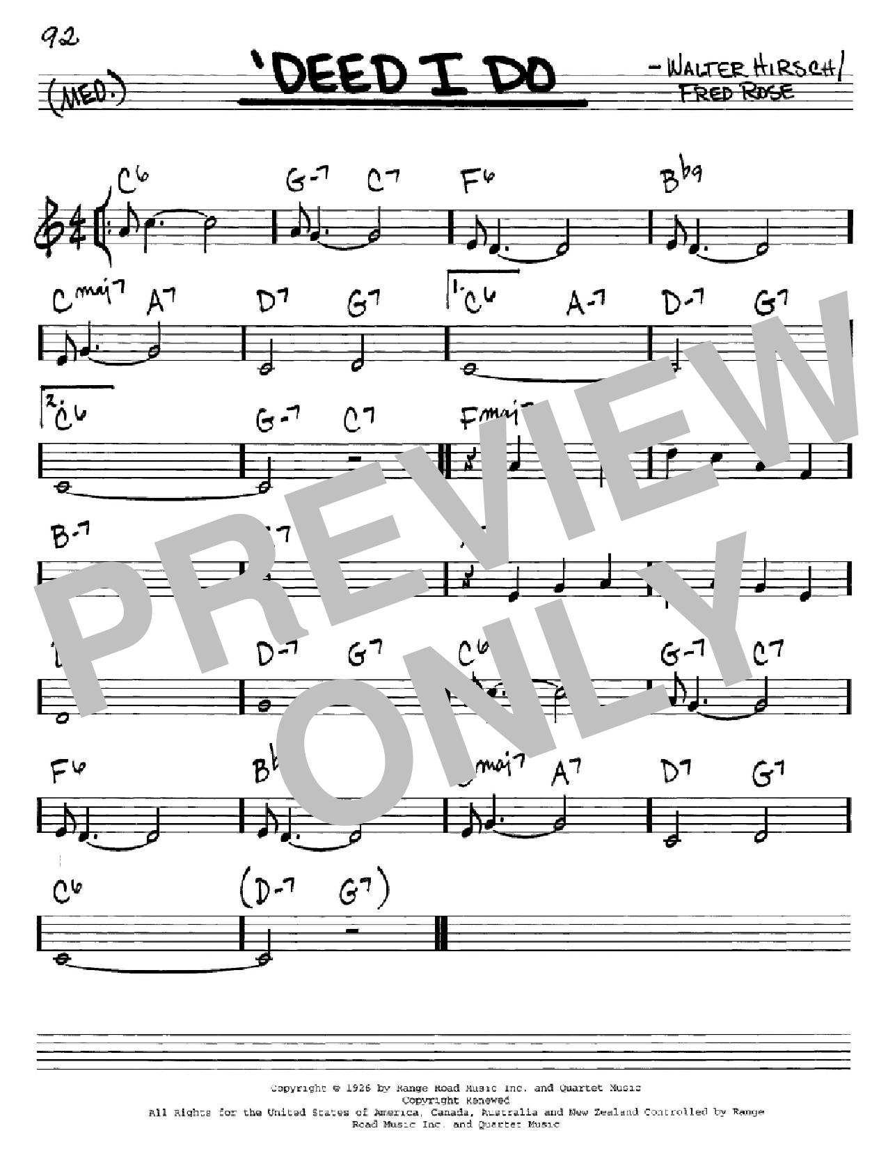 Walter Hirsch 'Deed I Do sheet music notes printable PDF score