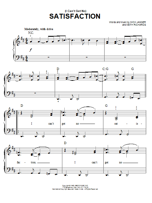 The Rolling Stones (I Can't Get No) Satisfaction sheet music notes printable PDF score