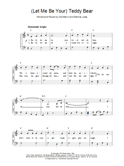 Elvis Presley (Let Me Be Your) Teddy Bear sheet music notes printable PDF score