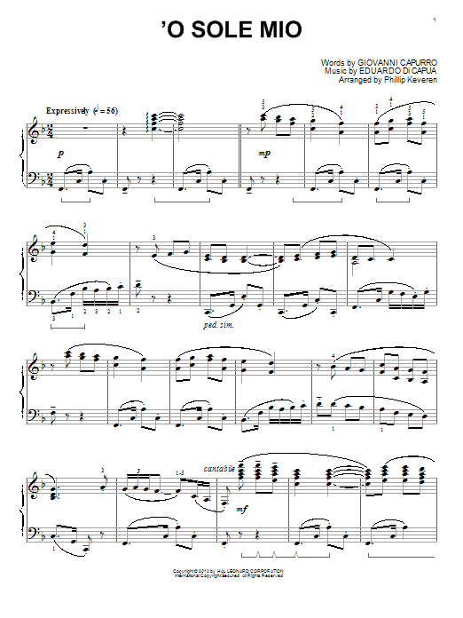 Giovanni Capurro 'O Sole Mio sheet music notes printable PDF score