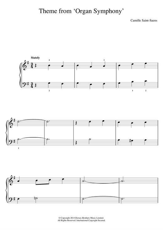 Camille Saint-Saens 'Organ' Symphony (Theme) sheet music notes printable PDF score