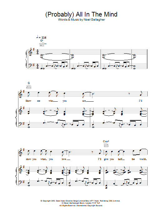 Download Oasis (Probably) All In The Mind Sheet Music