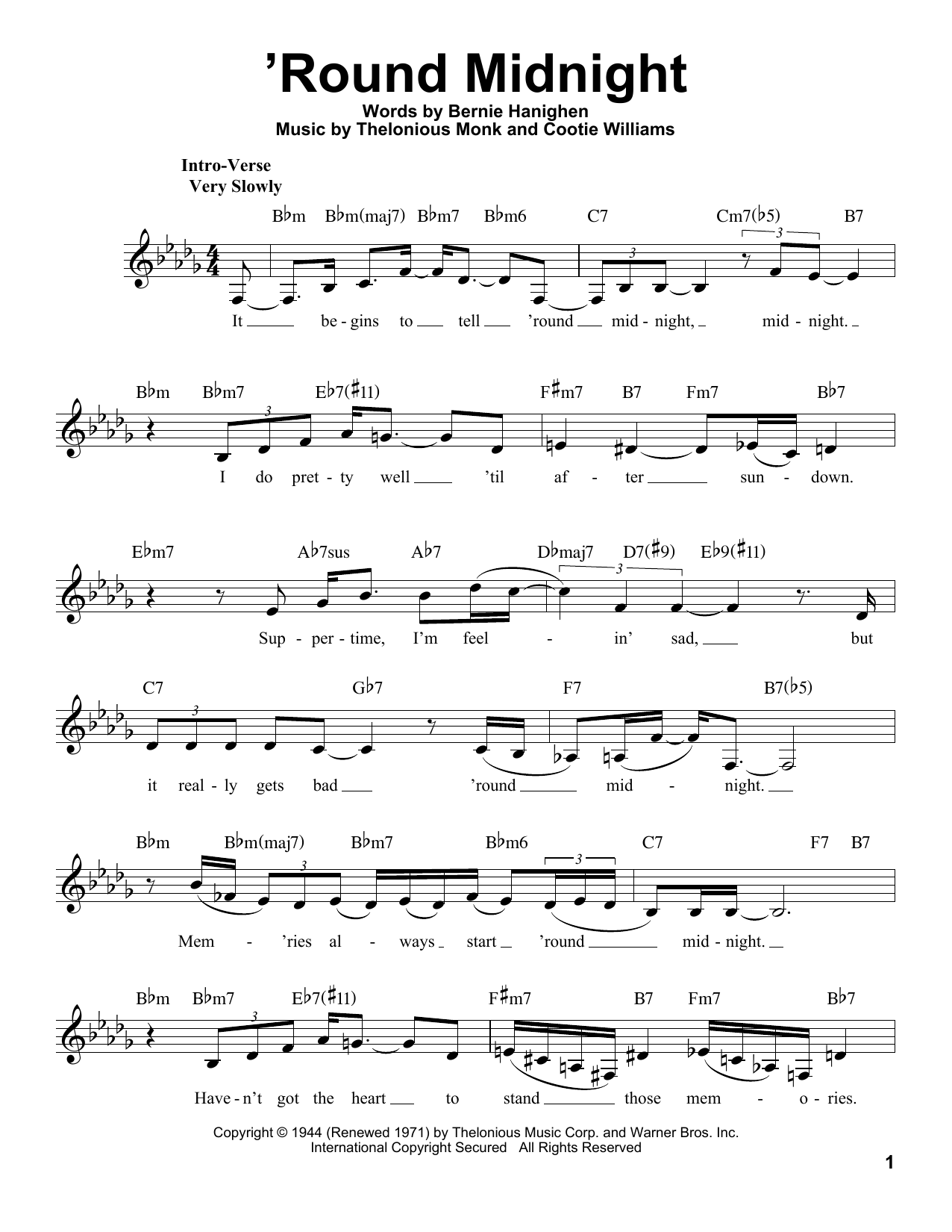 Download Ella Fitzgerald 'Round Midnight Sheet Music