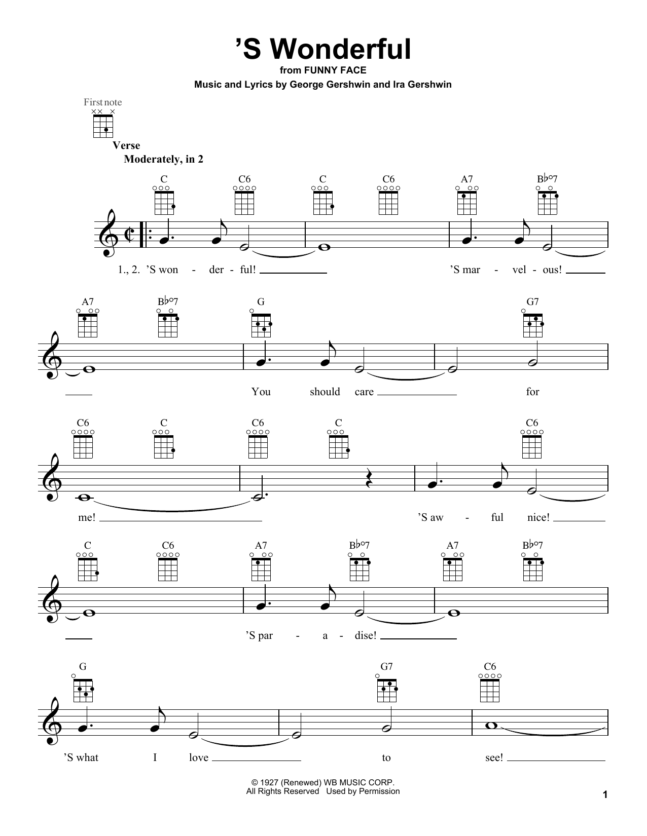 Download George Gershwin 'S Wonderful Sheet Music
