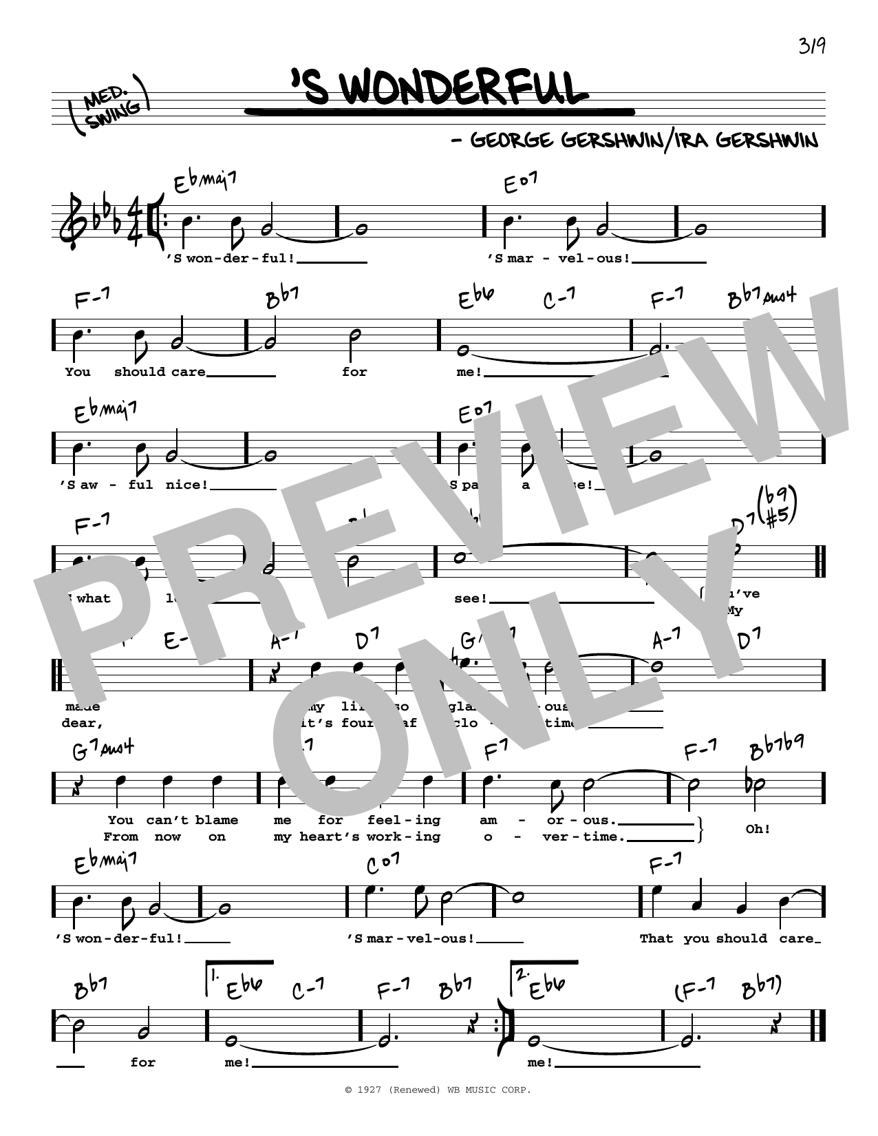 Download George Gershwin 'S Wonderful (High Voice) Sheet Music