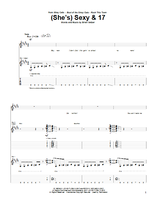 Download Stray Cats (She's) Sexy And 17 Sheet Music