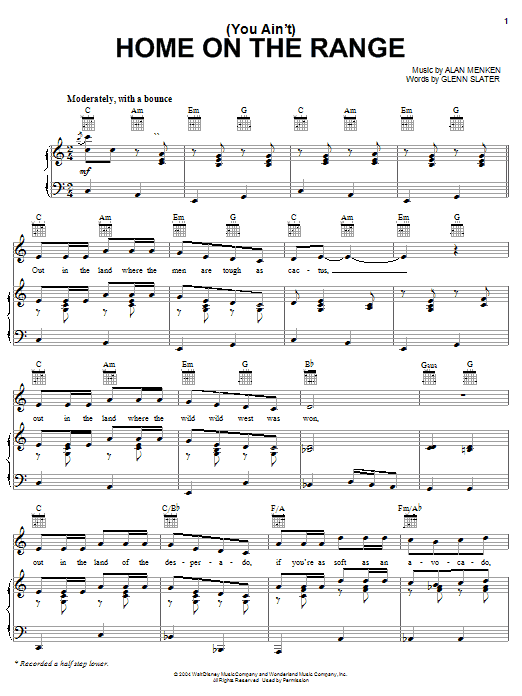 Glenn Slater (You Ain't) Home On The Range - Main Title sheet music notes printable PDF score