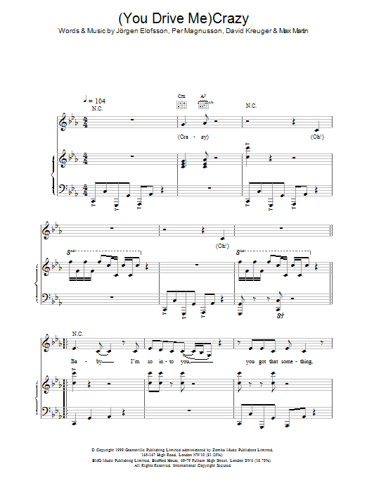Shania Twain (You Drive Me) Crazy sheet music notes printable PDF score