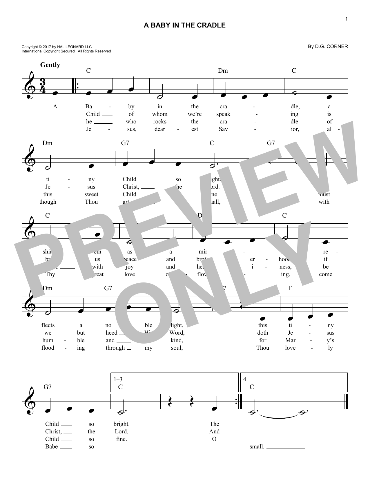 Download D.G. Corner A Baby In The Cradle Sheet Music