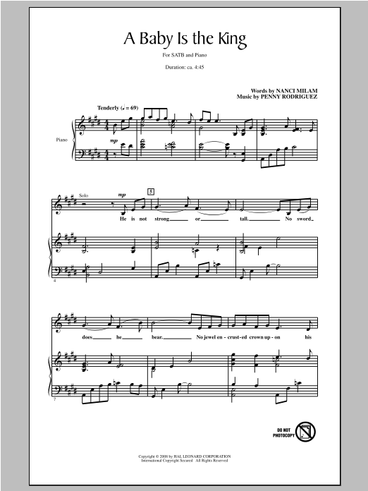 Download Penny Rodriguez A Baby Is The King Sheet Music