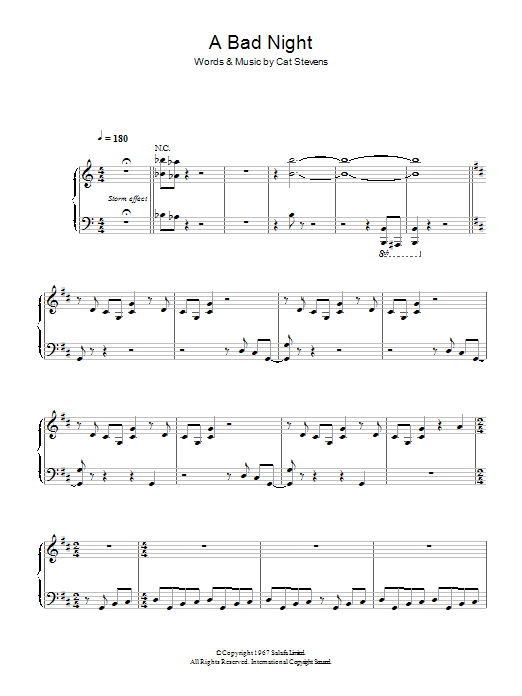Download Cat Stevens A Bad Night (from the musical 'Moonshad Sheet Music