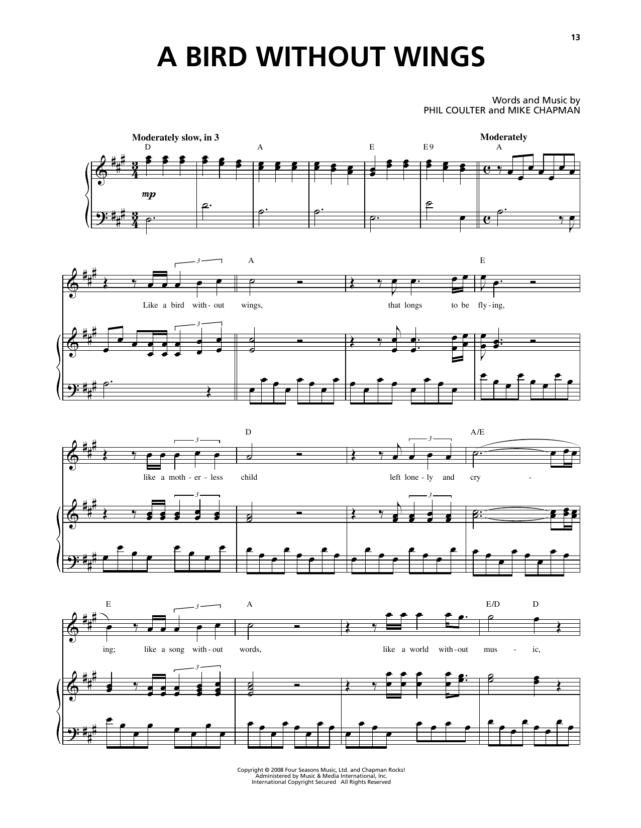 Download Celtic Thunder A Bird Without Wings Sheet Music