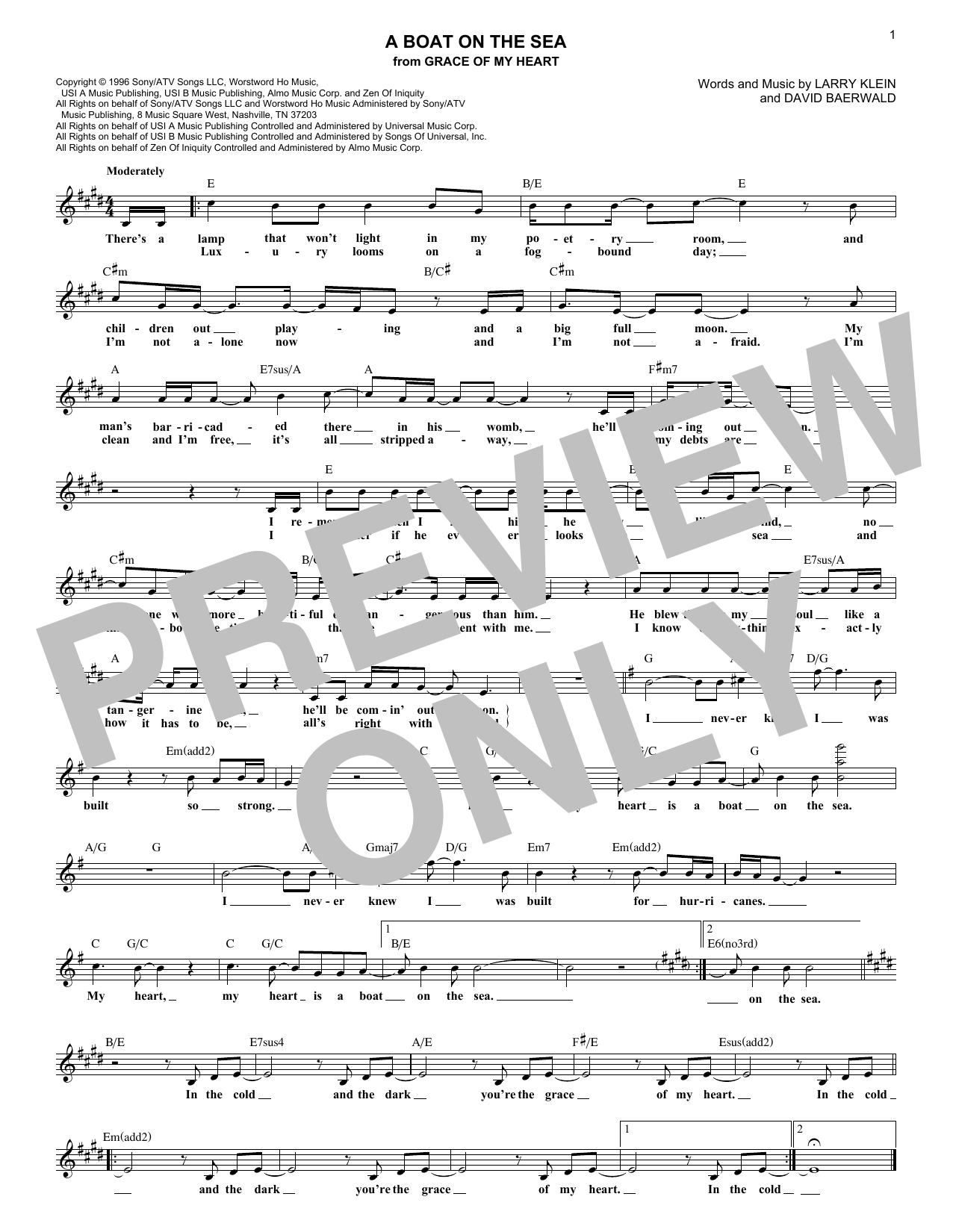 Download David Baerwald A Boat On The Sea Sheet Music