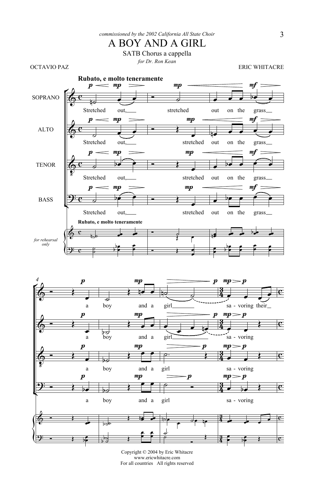 Download Eric Whitacre A Boy And A Girl Sheet Music