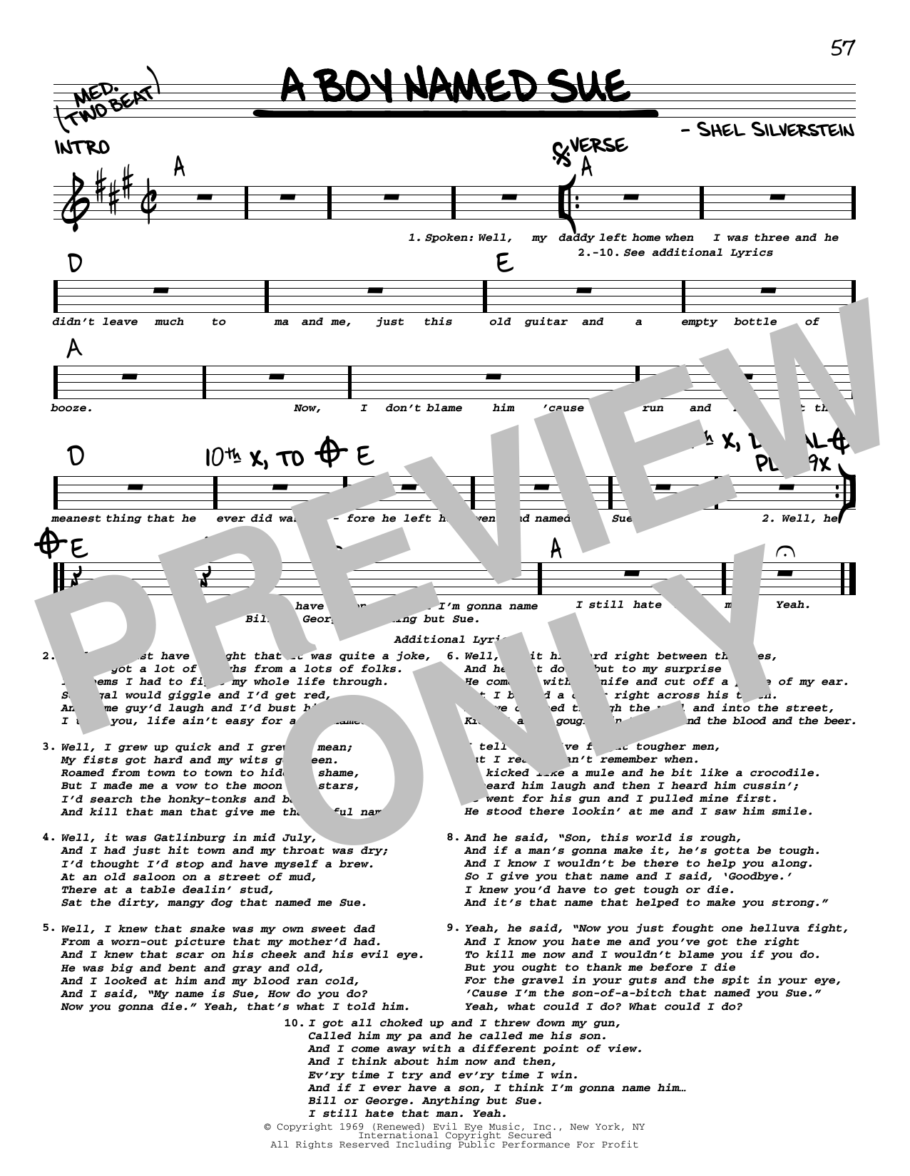 Download Johnny Cash A Boy Named Sue Sheet Music