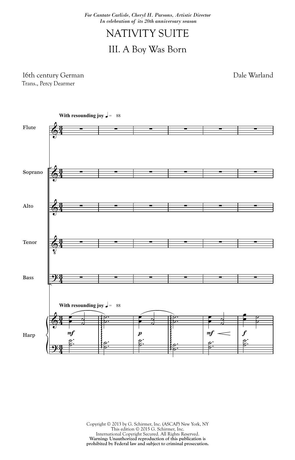 Download Dale Warland A Boy Was Born Sheet Music