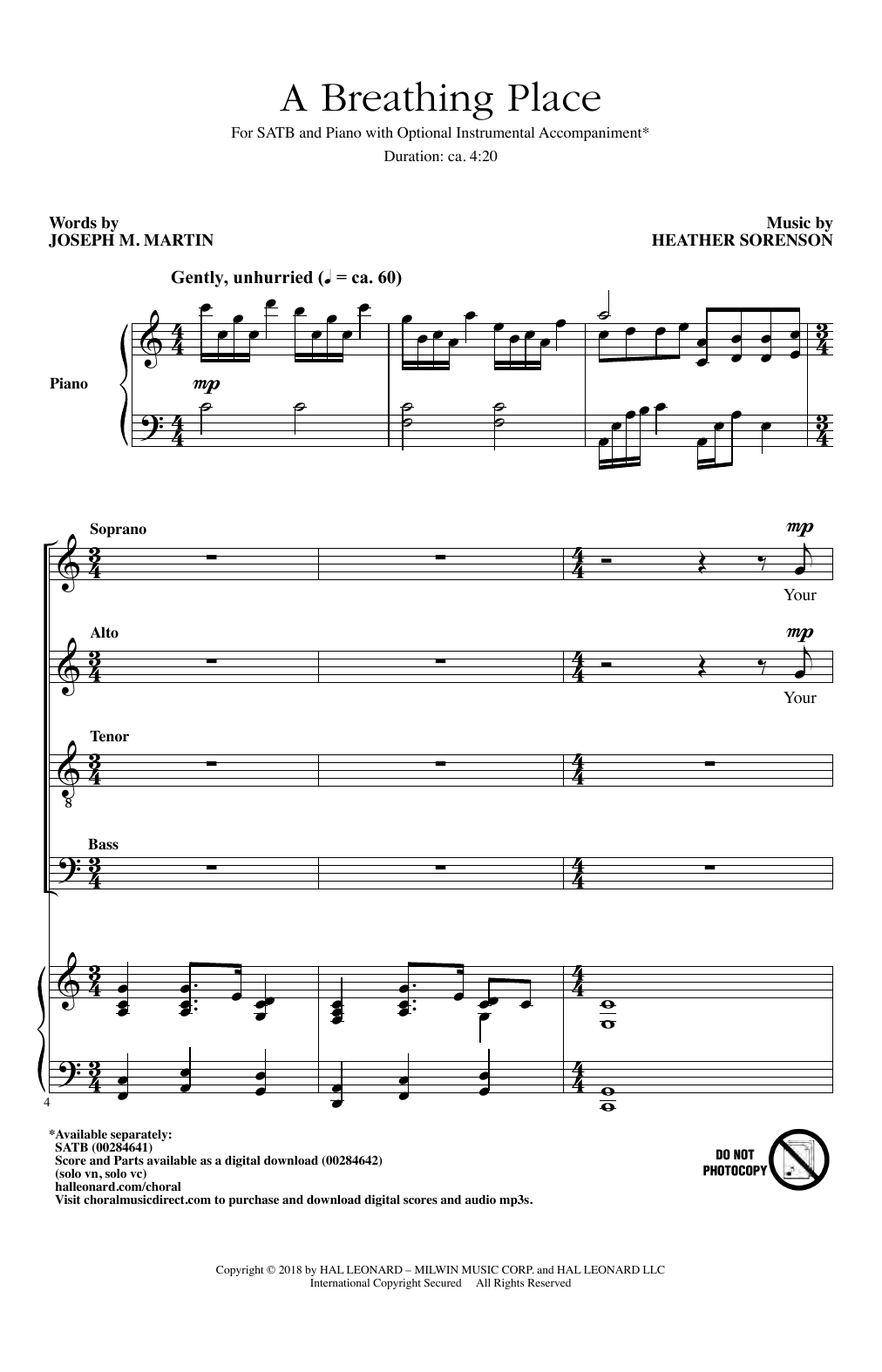 Download Heather Sorenson A Breathing Place Sheet Music