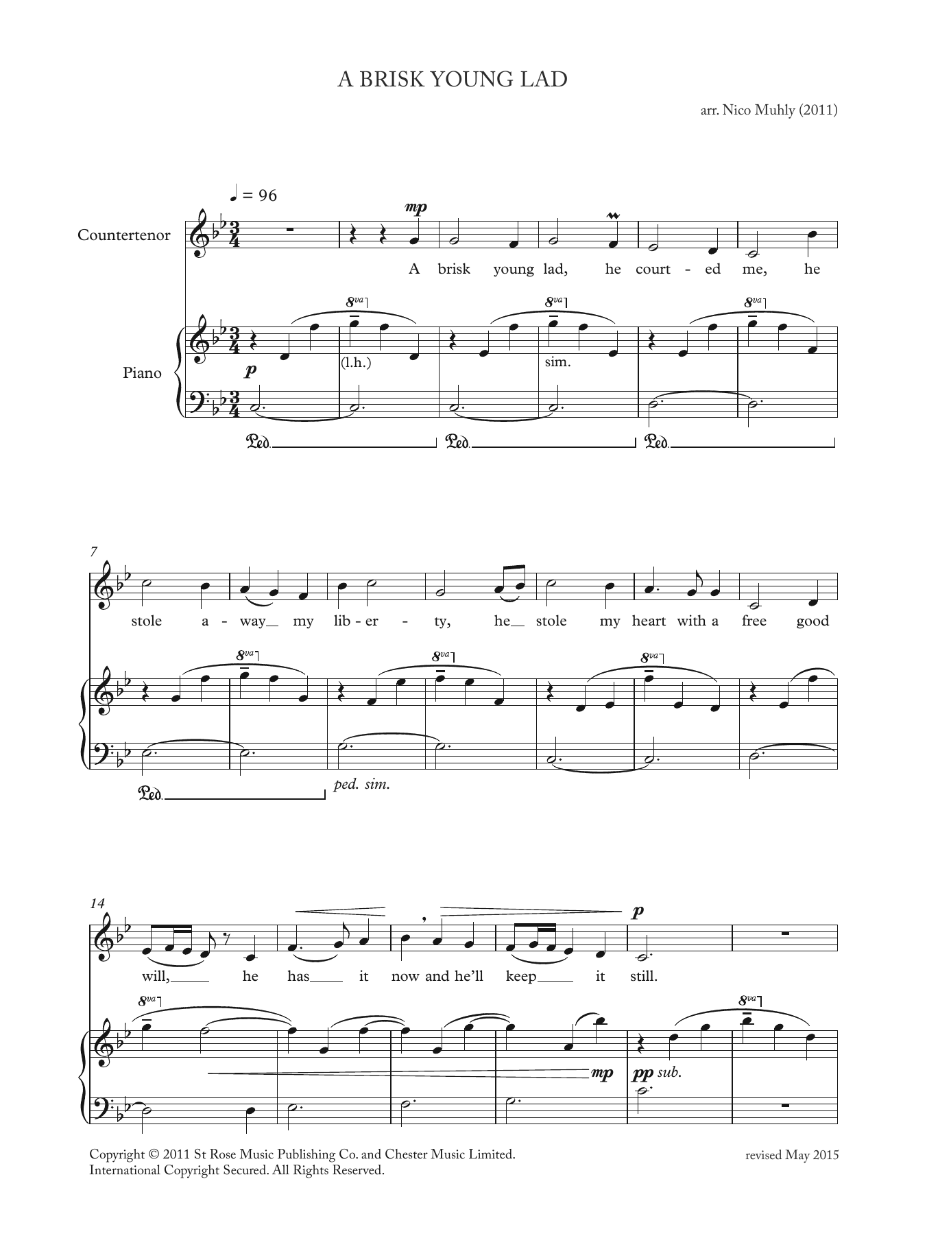 Download Nico Muhly A Brisk Young Lad (from 'Four Tradition Sheet Music