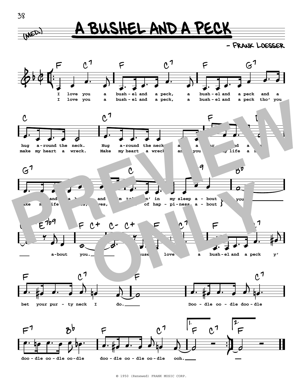 Frank Loesser A Bushel And A Peck (Low Voice) sheet music notes printable PDF score