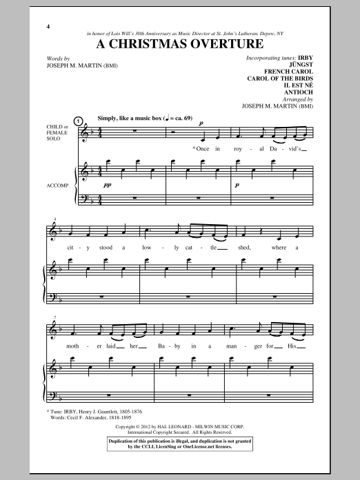 Download Joseph M. Martin A Christmas Overture Sheet Music