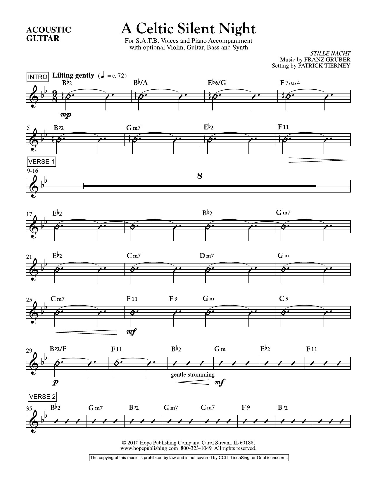 Download Franz Gruber A Celtic Silent Night - Acoustic Guitar Sheet Music