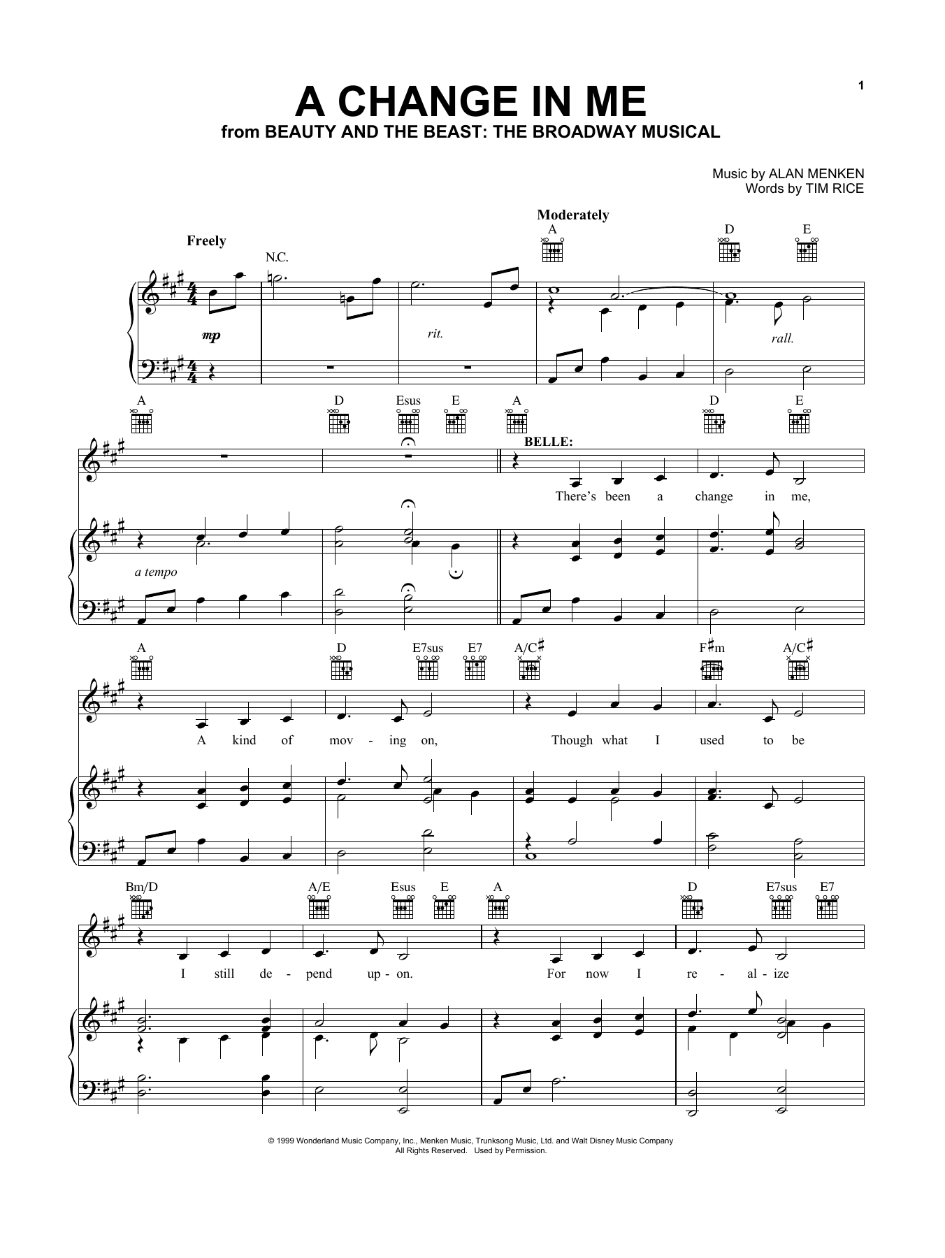 Download Alan Menken A Change In Me (from Beauty and the Bea Sheet Music
