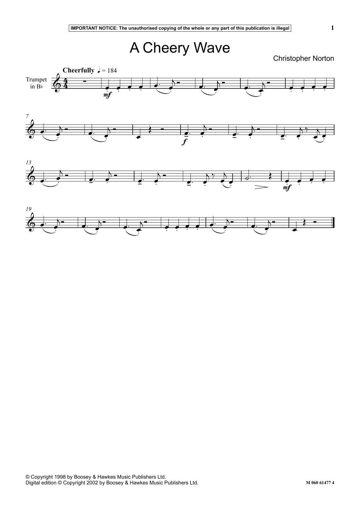 Download Christopher Norton A Cheery Wave Sheet Music