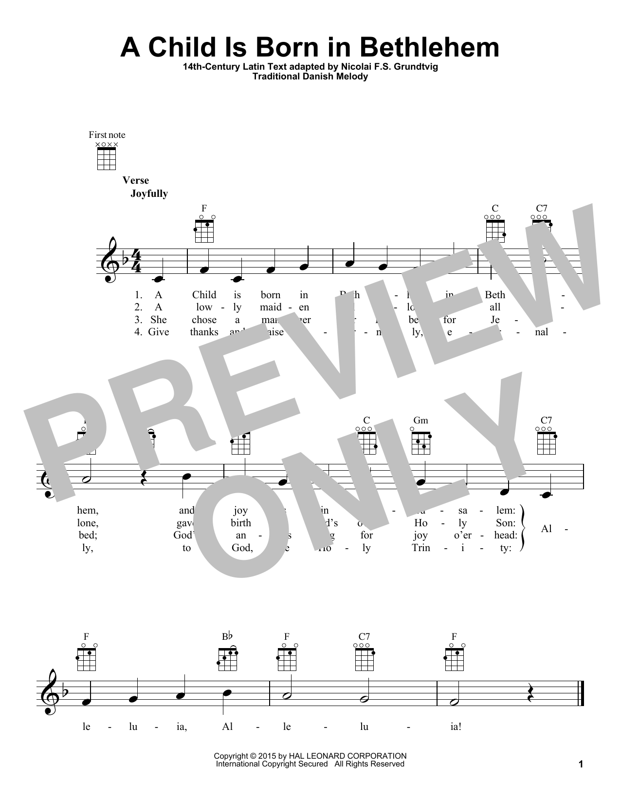 Download Traditional Danish Melody A Child Is Born In Bethlehem Sheet Music