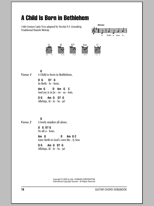 Download Traditional Danish Melody A Child Is Born In Bethlehem Sheet Music