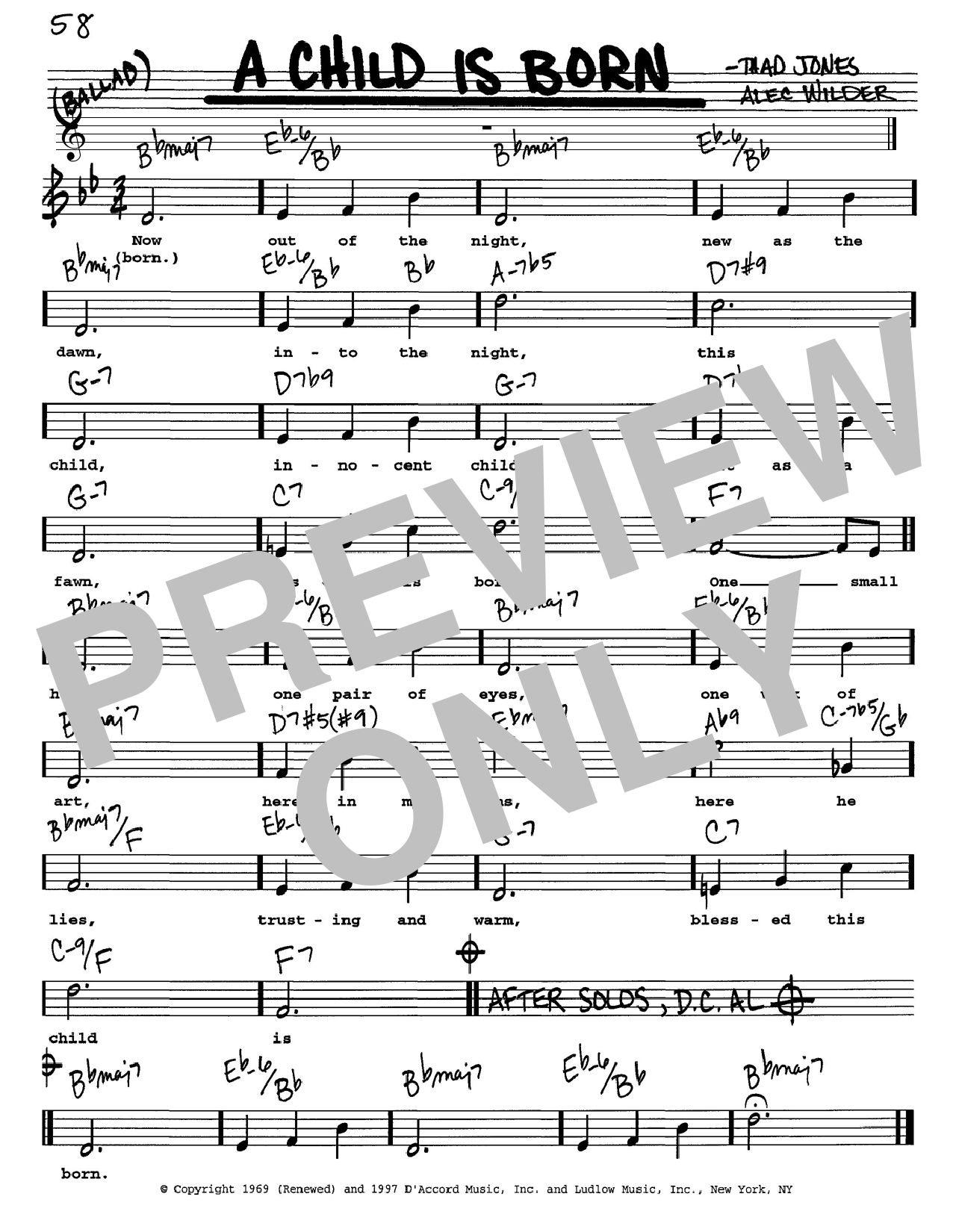 Download Thad Jones A Child Is Born Sheet Music