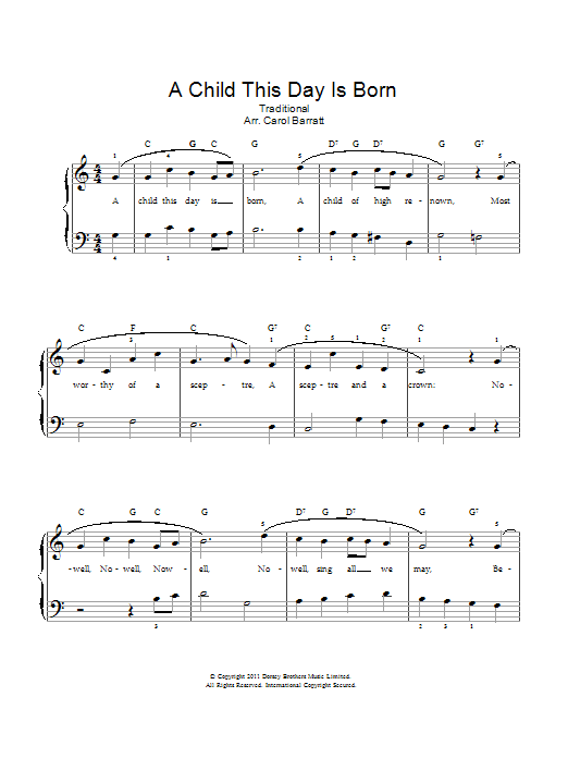 Download Christmas Carol A Child This Day Is Born Sheet Music