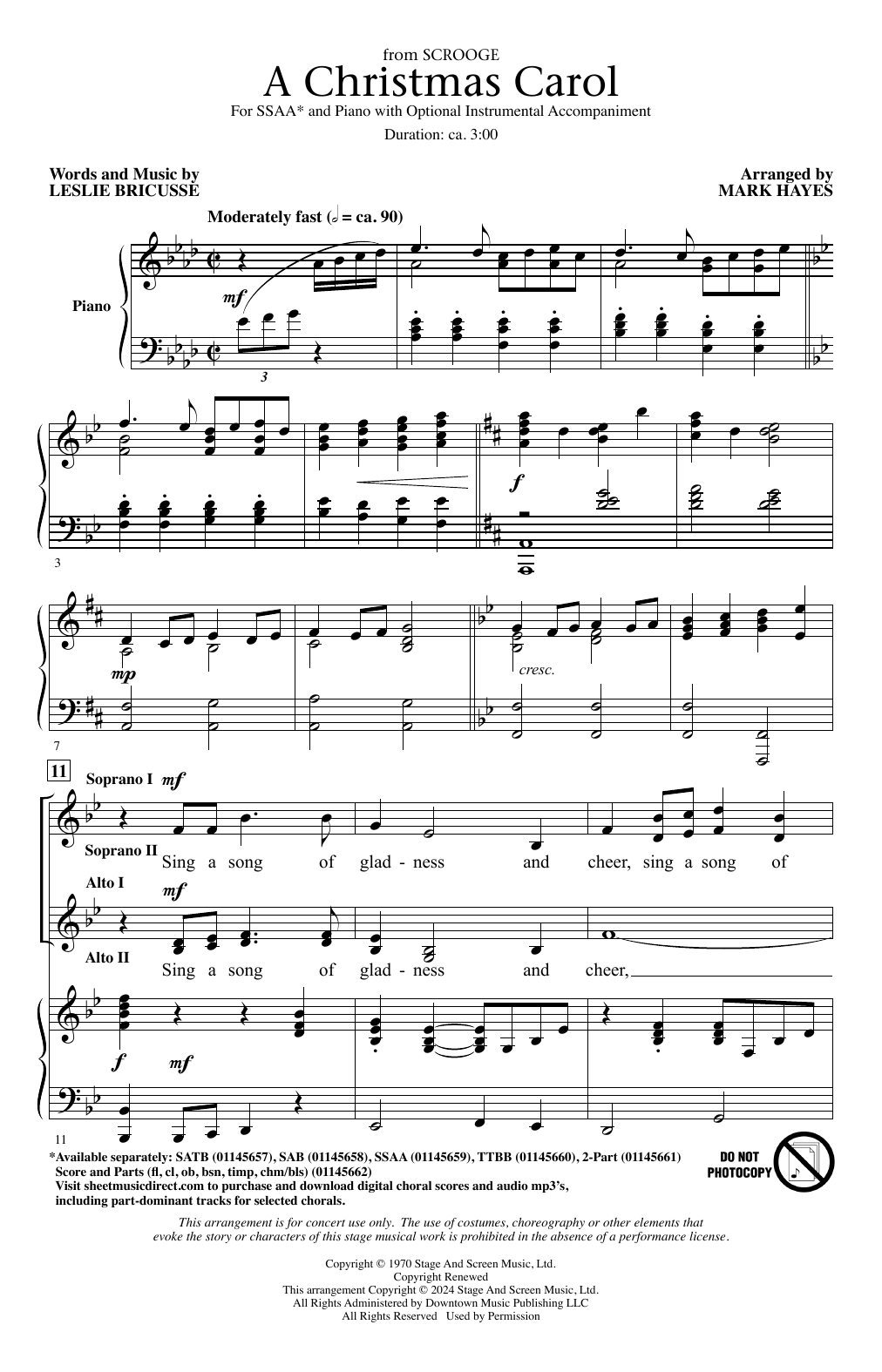 Leslie Bricusse A Christmas Carol (from Scrooge) (arr. Mark Hayes) sheet music notes printable PDF score