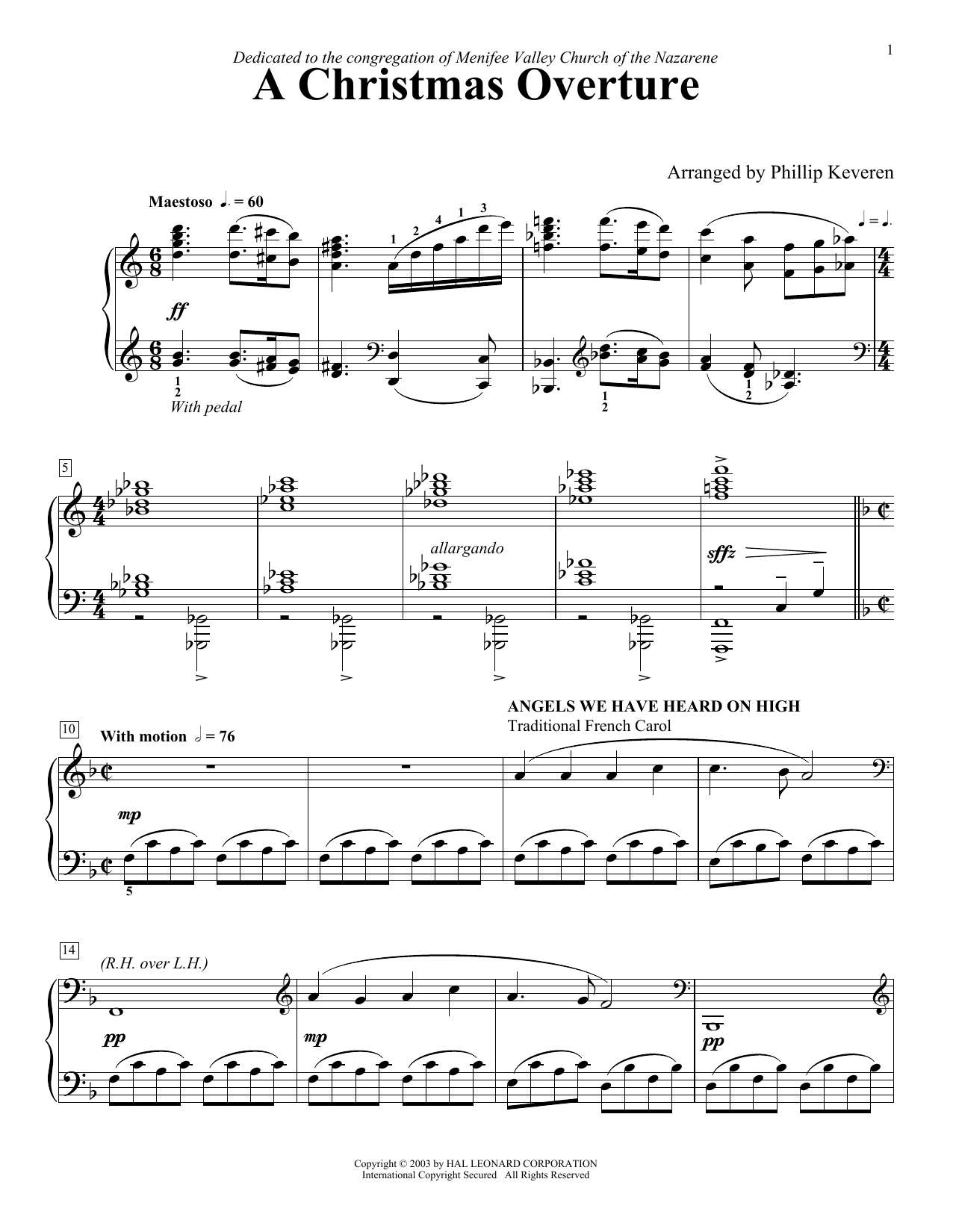 Traditional French Carol A Christmas Overture (arr. Phillip Keveren) sheet music notes printable PDF score