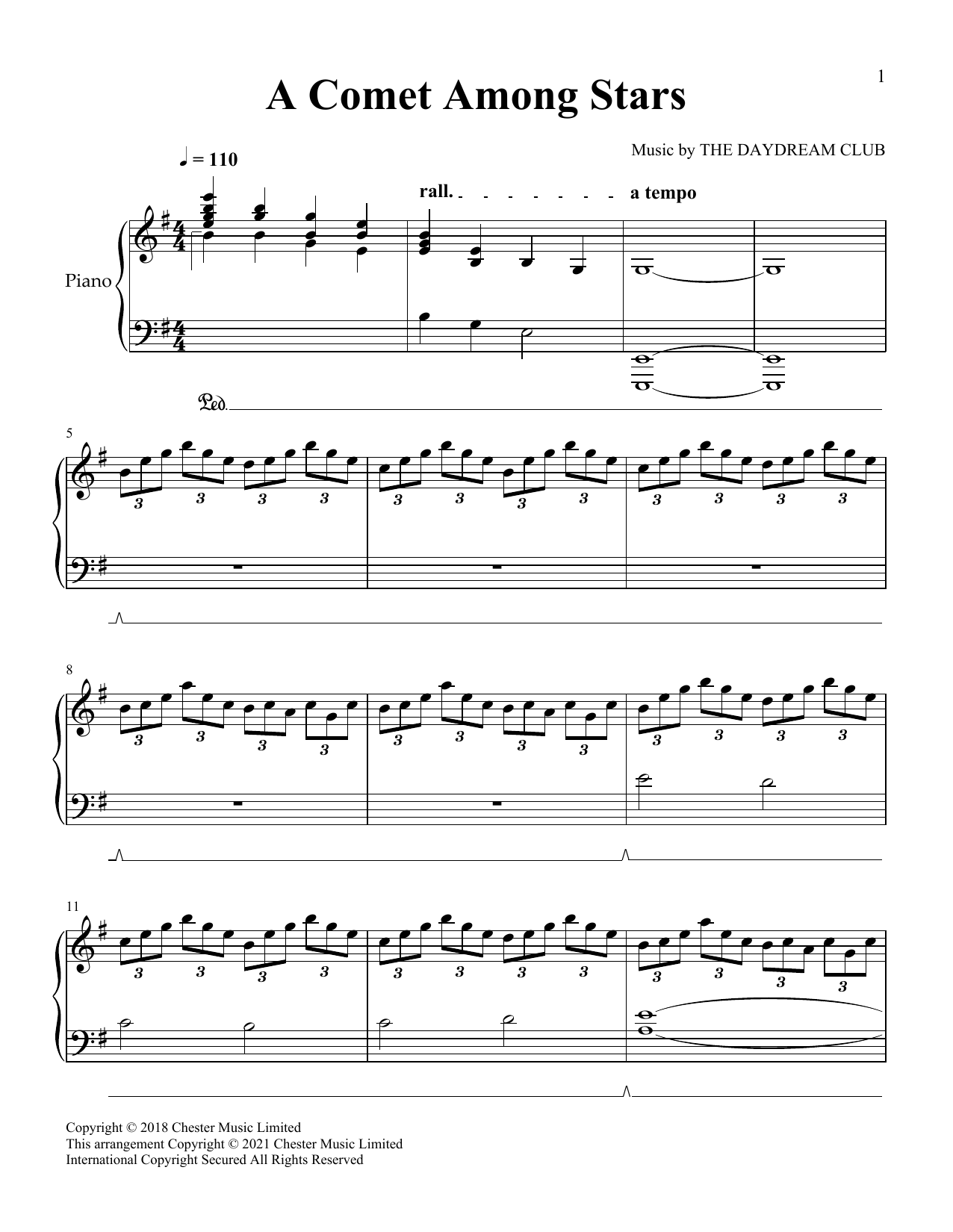 Download The Daydream Club A Comet Among Stars Sheet Music