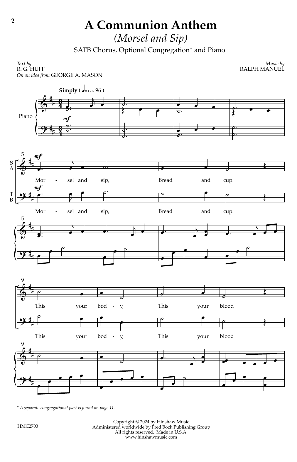 Download Ralph Manuel A Communion Anthem (Morsel and Sip) Sheet Music