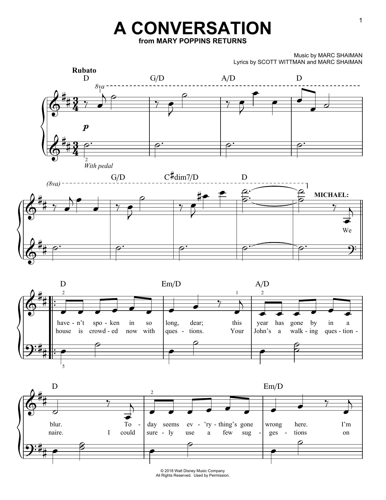 Download Ben Whishaw A Conversation (from Mary Poppins Retur Sheet Music