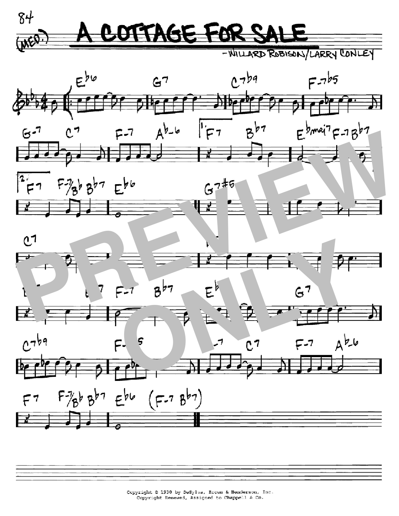 Download Larry Conley A Cottage For Sale Sheet Music