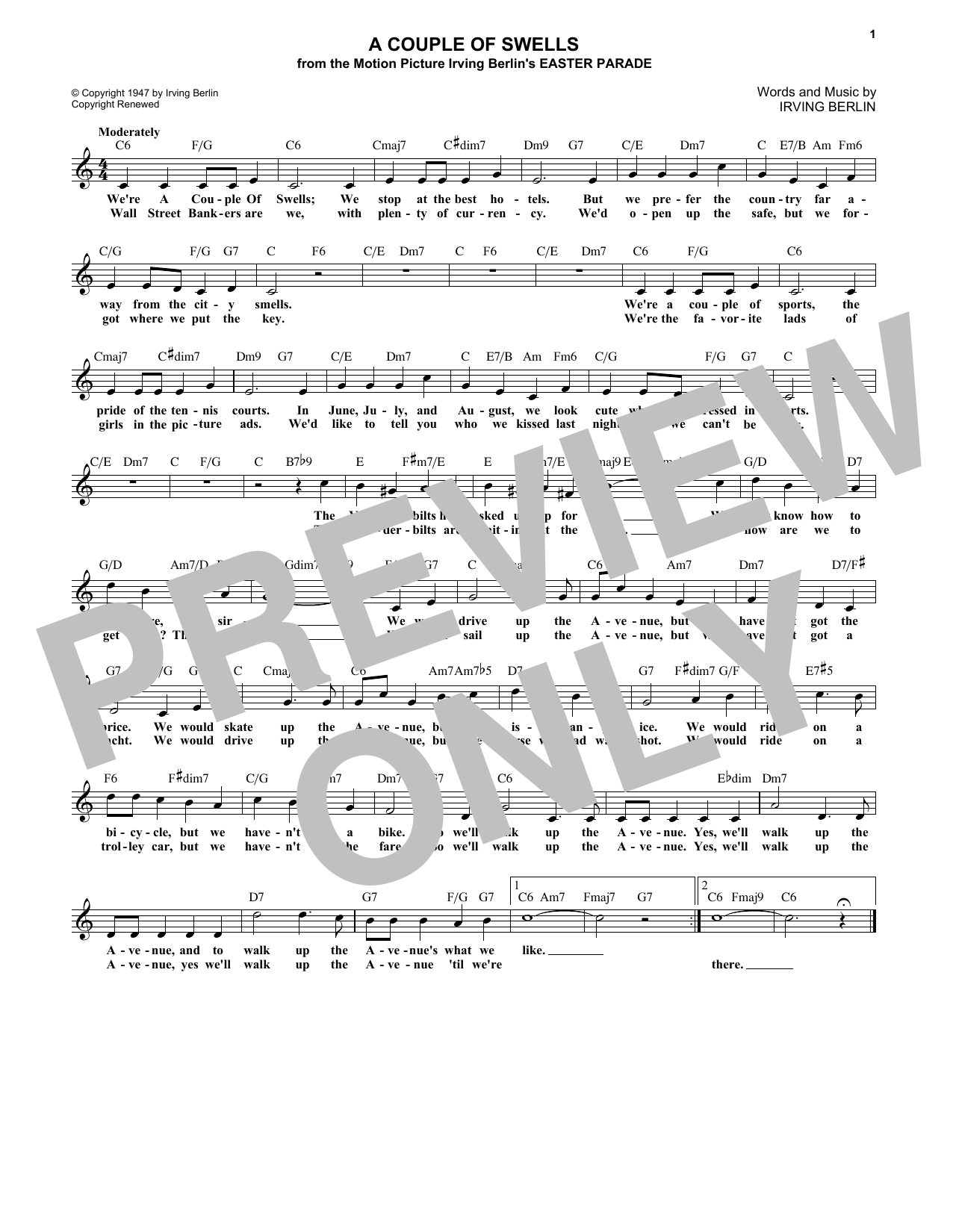 Download Irving Berlin A Couple Of Swells Sheet Music
