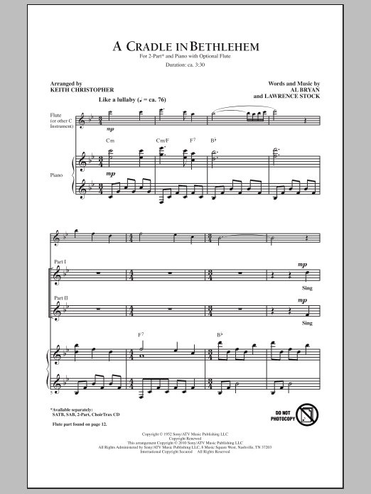Download Keith Christopher A Cradle In Bethlehem Sheet Music