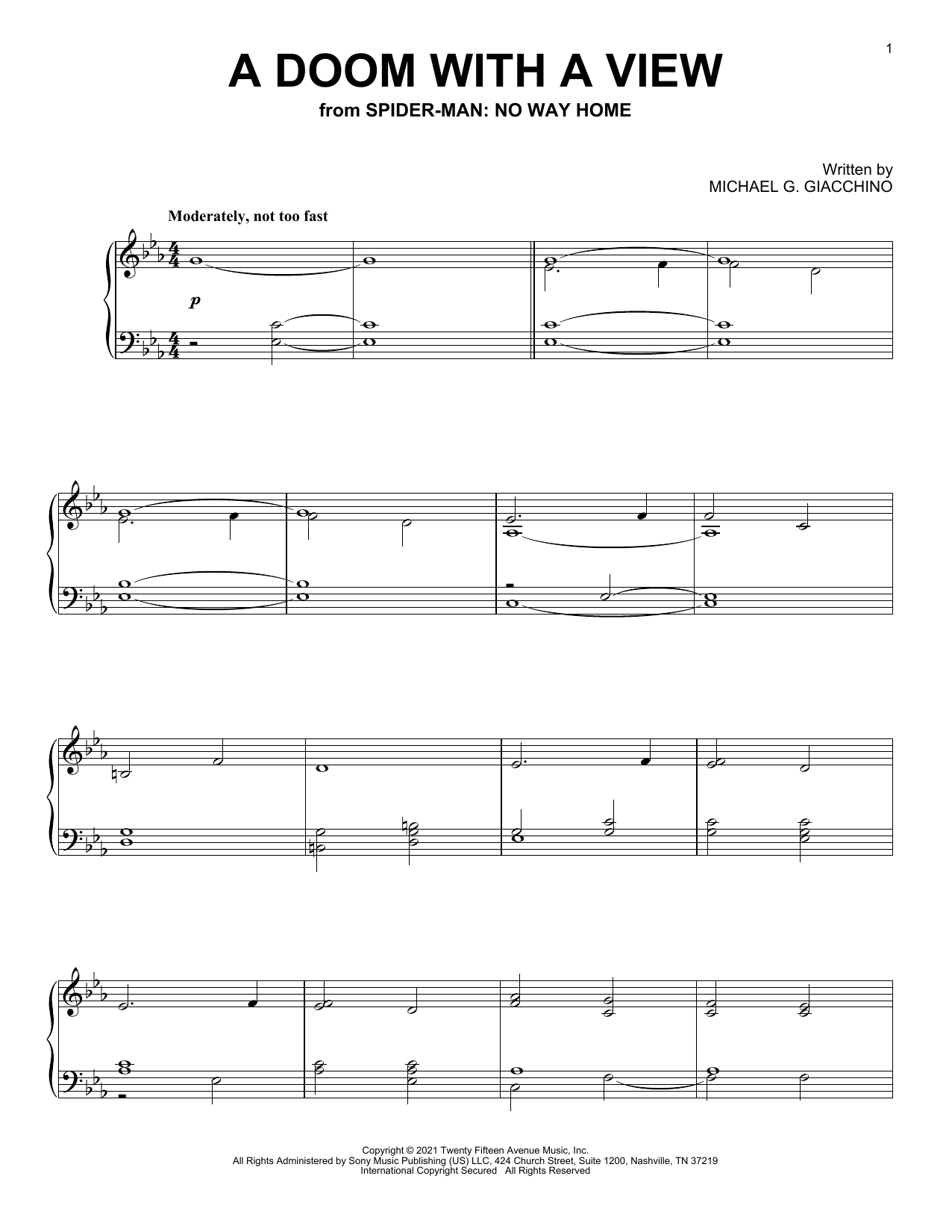 Download Michael Giacchino A Doom With A View (from Spider-Man: No Sheet Music