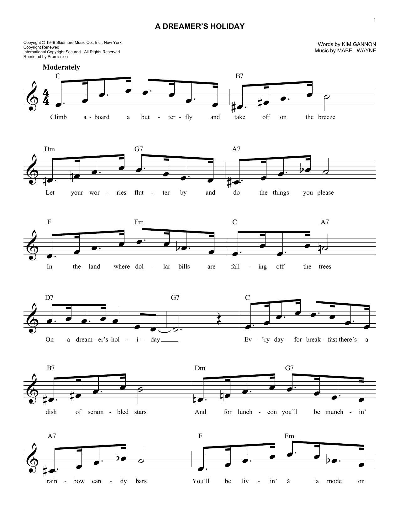 Download Kim Gannon A Dreamer's Holiday Sheet Music