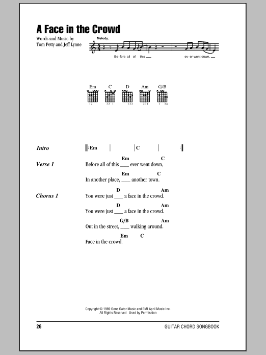 Download Tom Petty A Face In The Crowd Sheet Music