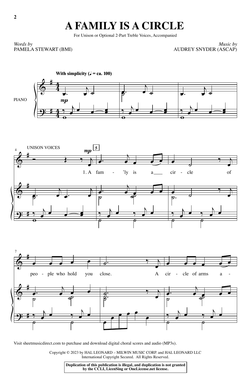 Download Pamela Stewart & Audrey Snyder A Family Is A Circle Sheet Music