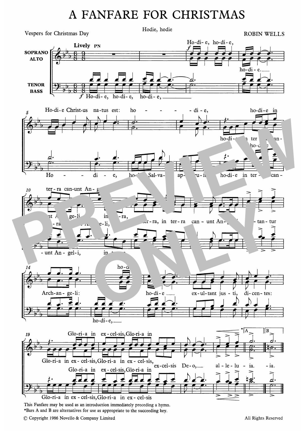 Download Robin Wells A Fanfare For Christmas Sheet Music