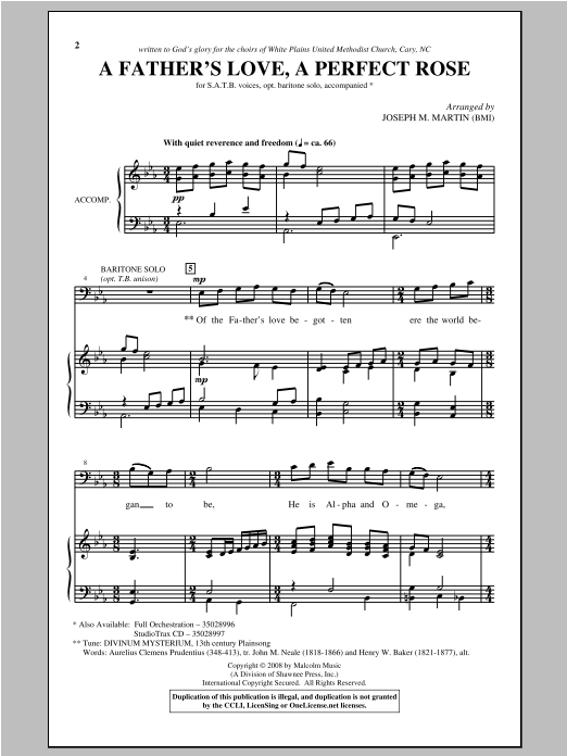 Download Joseph M. Martin A Father's Love, A Perfect Rose Sheet Music