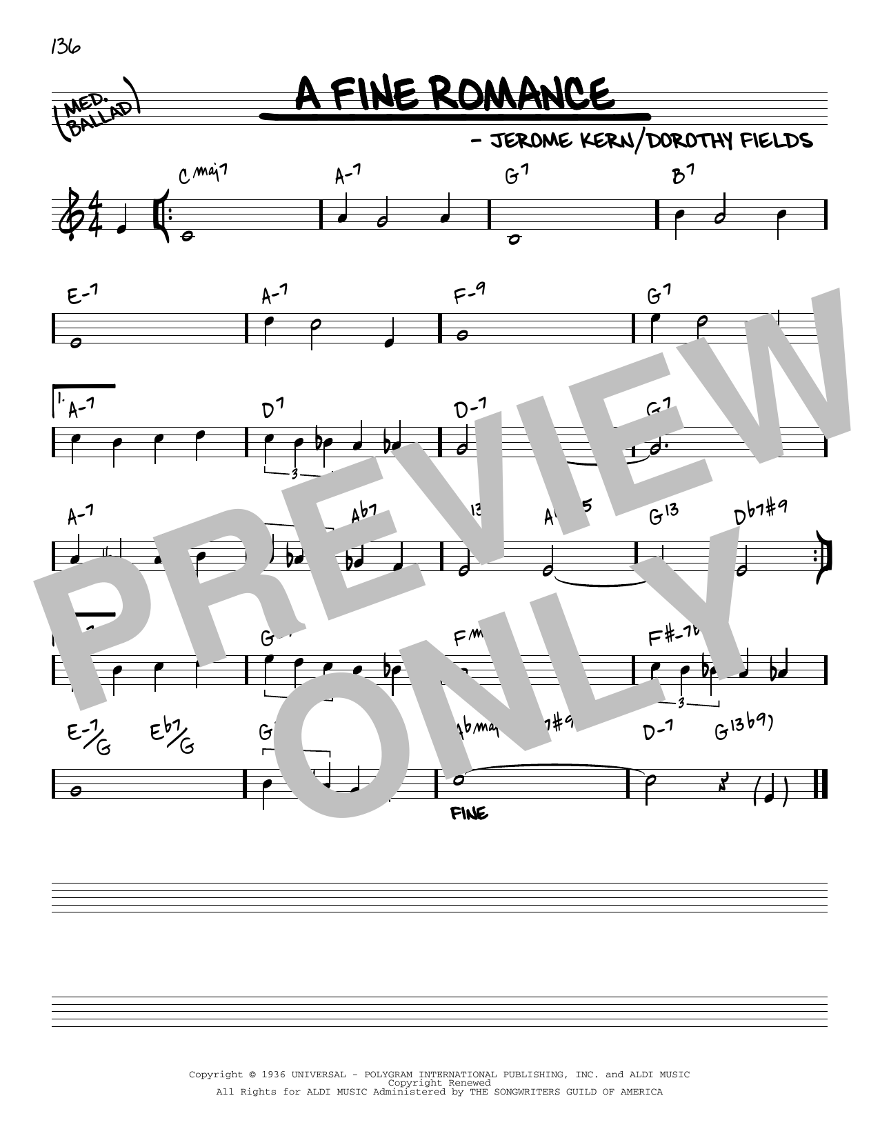 Download Jerome Kern A Fine Romance [Reharmonized version] ( Sheet Music