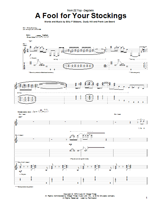 Download ZZ Top A Fool For Your Stockings Sheet Music