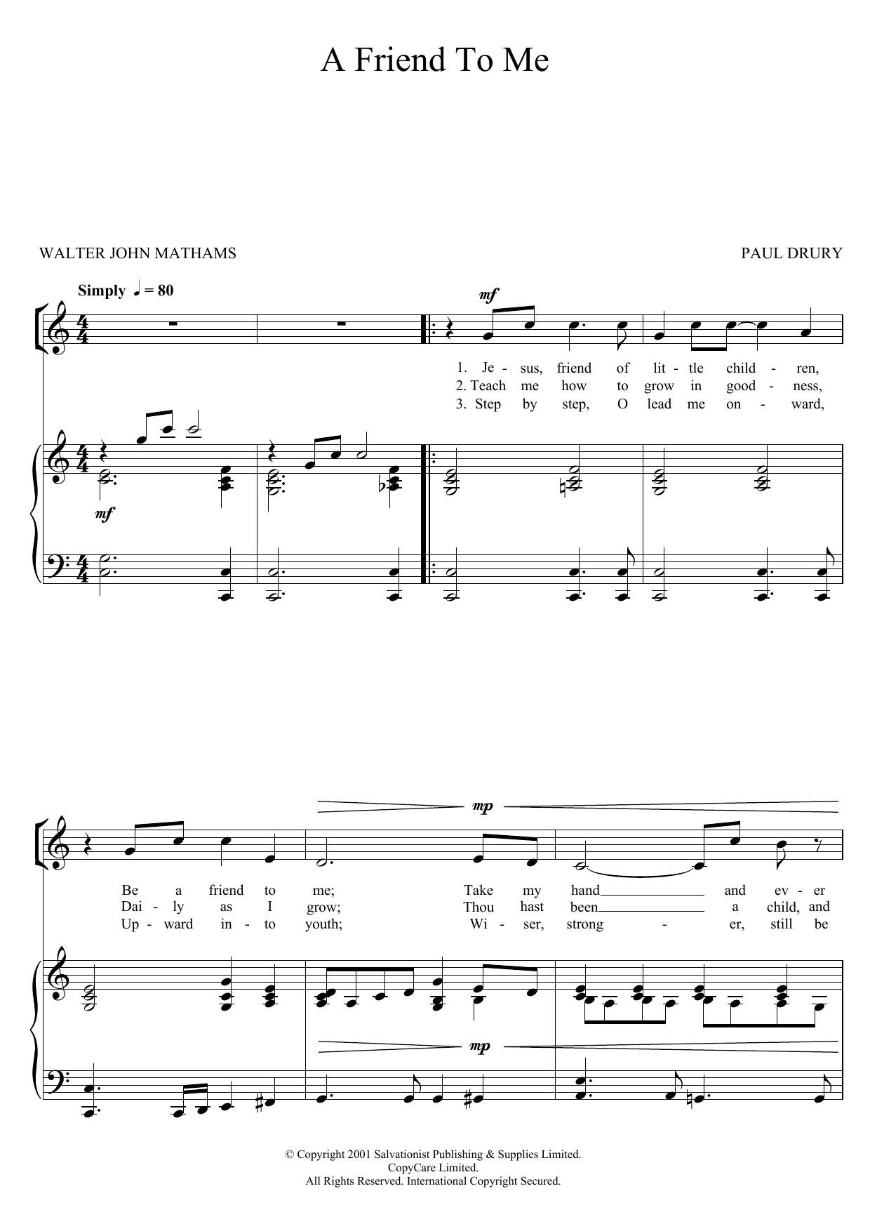 Download The Salvation Army A Friend To Me Sheet Music
